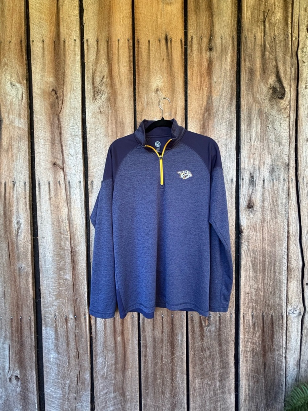 NHL Nashville Predators Quarter Zip Pullover Jacket Mens Large Blue Athletic - Picture 2 of 7